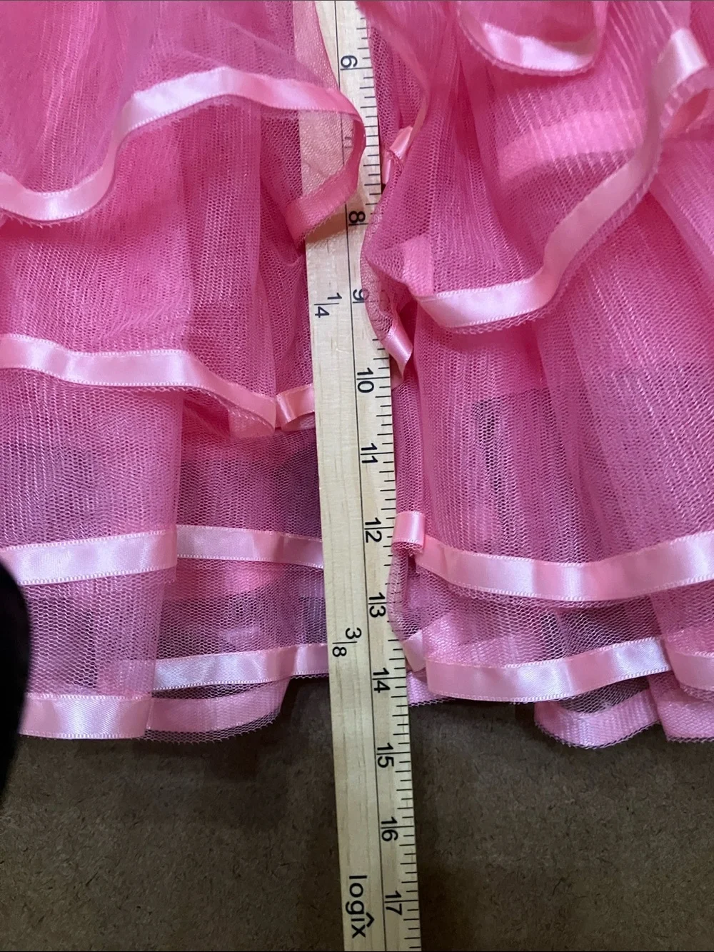 Girls Pink Layered Tulle Dance Skirt with Satin Bow